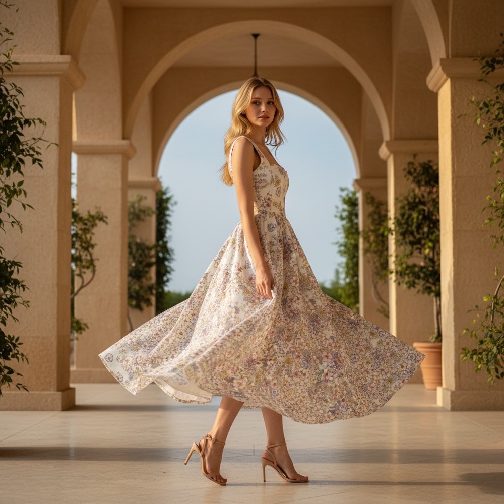 Gül Hürgel Pesco Floral Linen Midi Dress NWT Size M
